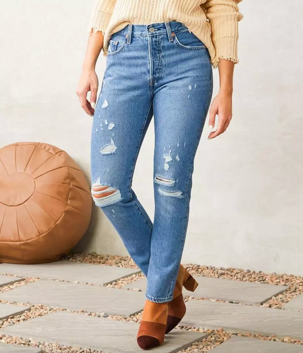 LEVI'S High Rise Button Fly 501 Straight Leg Jeans 25